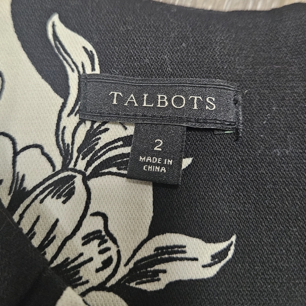 Talbots Casual Cocktail Mini Dress Sleeveless Black White Floral Women's 2 - Picture 4 of 9